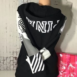 PINK Victoria's Secret Tops - VS PINK S HOODIE 86 LOGO BLACK WHITE GRAY PINK Victoria's Secret Tops - VS PINK S HOODIE 86 LOGO BLACK WHITE GRAY
